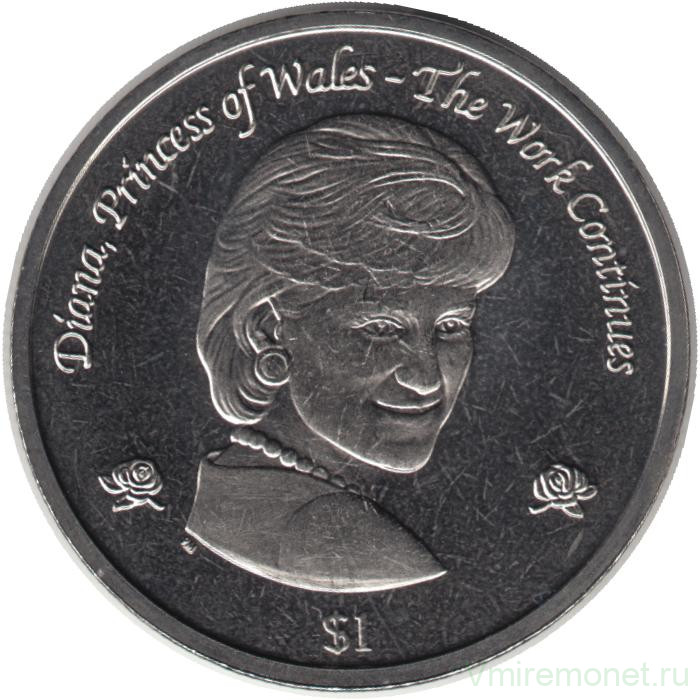 Монета. Великобритания. Британские Виргинские острова. 1 доллар 2002 год. Принцесса Диана.