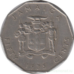 Монета. Ямайка. 50 центов 1975 год.