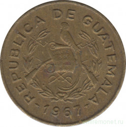 Монета. Гватемала. 1 сентаво 1967 год.