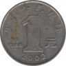 Монета. Китай. 1 юань 2002 год. ав.