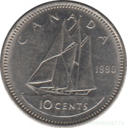 Монета. Канада. 10 центов 1990 год.