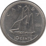 Монета. Канада. 10 центов 1990 год. ав.