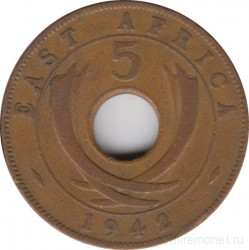 Монета. Британская Восточная Африка. 5 центов 1942 год.