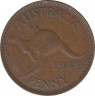 Монета. Австралия. 1 пенни 1949 год. ав.