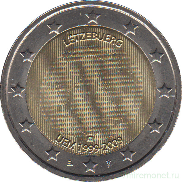 Монета. Люксембург. 2 евро 2009 год. 10 лет экономическому и валютному союзу.