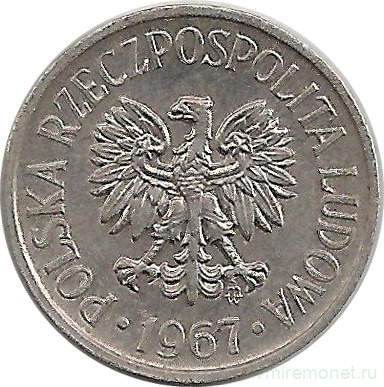 Монета. Польша. 5 грошей 1967 год.