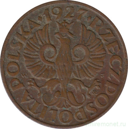 Монета. Польша. 2 гроша 1927 год.