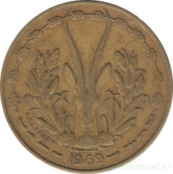 Монета. Западноафриканский экономический и валютный союз (ВСЕАО). 10 франков 1969 год.