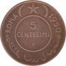 Монета. Сомали. 5 чентезимо 1950 год. рев.