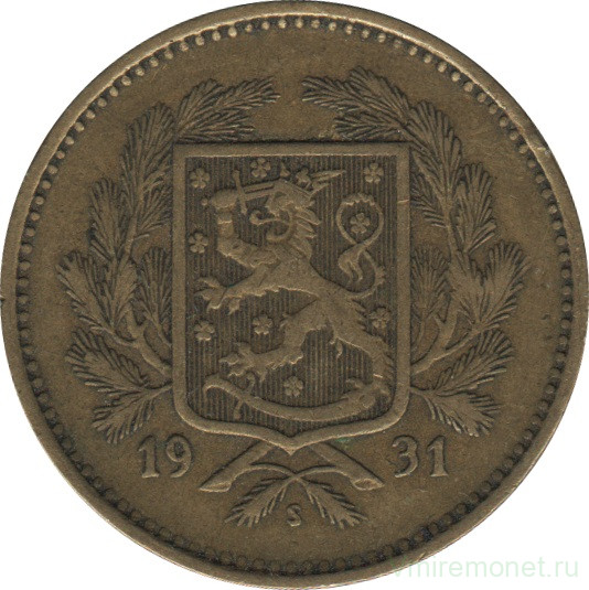 Монета. Финляндия. 5 марок 1931 год.
