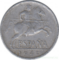 Монета. Испания. 5 сентимо 1941 год.