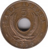 Монета. Британская Восточная Африка. 5 центов 1935 год. ав.