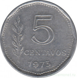 Монета. Аргентина. 5 сентаво 1973 год.