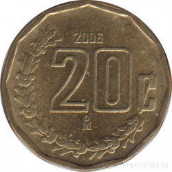 Монета. Мексика. 20 сентаво 2006 год.