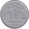  Монета. Франция. 1 франк 1942 год. Монетный двор - Париж. Правительство Виши. ав.