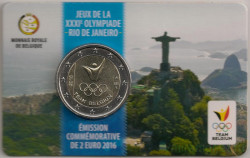 Монета. Бельгия. 2 евро 2016 год. Олимпиада 2016 года в Рио-де-Жанейро, Бразилия. Коинкарта.