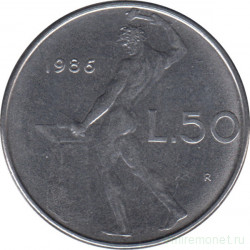 Монета. Италия. 50 лир 1986 год.