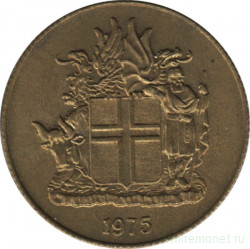 Монета. Исландия. 1 крона 1975 год.