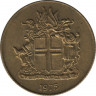 Монета. Исландия. 1 крона 1975 год. ав.