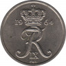  Монета. Дания. 25 эре 1964 год. ав.
