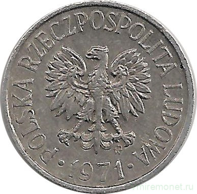 Монета. Польша. 5 грошей 1971 год.
