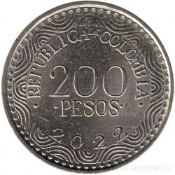 Монета. Колумбия. 200 песо 2022 год. 