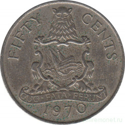 Монета. Бермудские острова. 50 центов 1970 год.