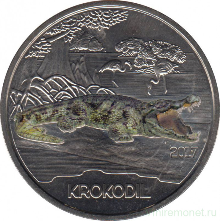 Монета. Австрия. 3 евро 2017 год. Крокодил.