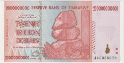 Банкнота. Зимбабве. 20000000000000 долларов 2008 год. Тип 89.