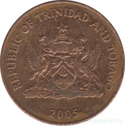 Монета. Тринидад и Тобаго. 5 центов 2005 год.