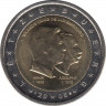 Монета. Люксембург. 2 евро 2005 год. 50 лет правящему монарху Анри Нассау и 100 лет со дня смерти герцога Адольфа. ав.