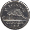 Монета. Канада. 5 центов 2016 год. ав.