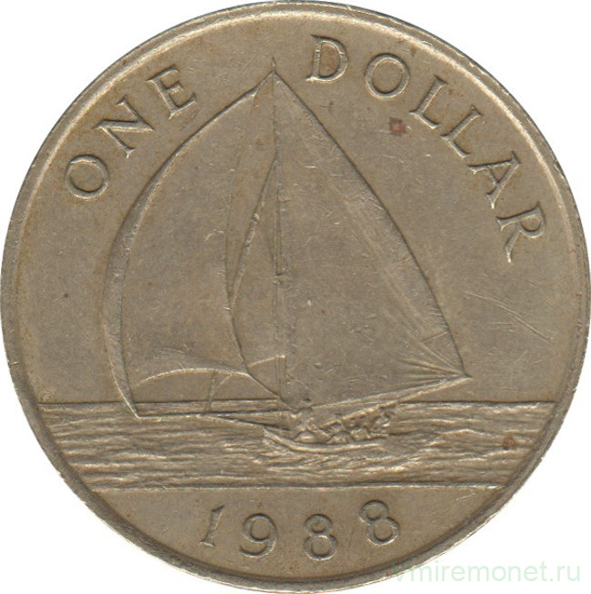 Монета. Бермудские острова. 1 доллар 1988 год.
