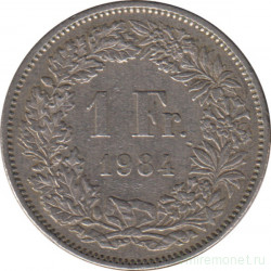 Монета. Швейцария. 1 франк 1984 год.
