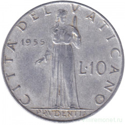 Монета. Ватикан. 10 лир 1955 год. Благоразумие.