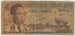 Банкнота. Демократическая Республика Конго. 100 франков 1964 год.
