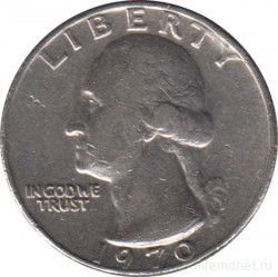 Монета. США. 25 центов 1970 год.