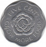 Монета. Сейшельские острова. 5 центов 1972 год. ФАО. ав.