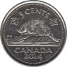 Монета. Канада. 5 центов 2014 год. ав.