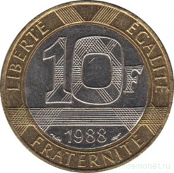 Монета. Франция. 10 франков 1988 год.