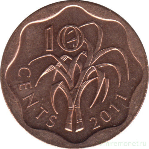Монета. Свазиленд. 10 центов 2011 год.