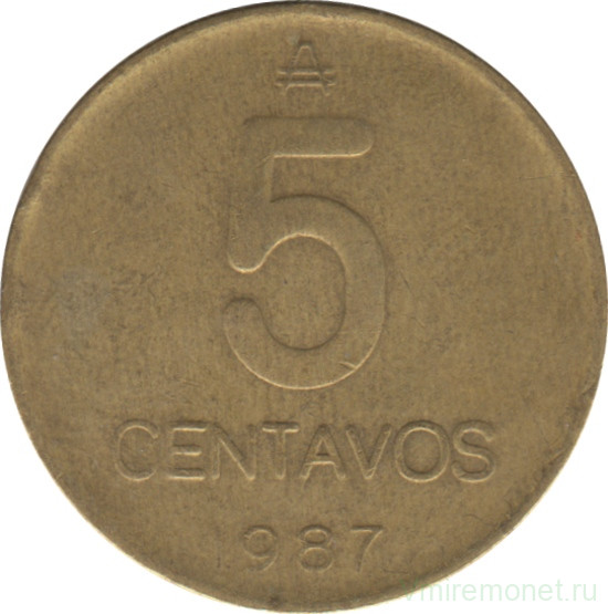 Монета. Аргентина. 5 сентаво 1987 год.
