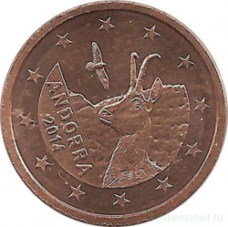 Монета. Андорра. 1 и 2 цента 2014 год.