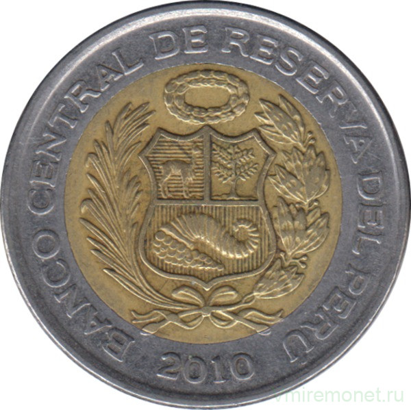 Монета. Перу. 5 солей 2010 год.