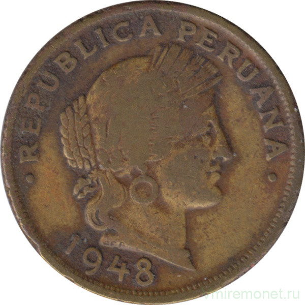 Монета. Перу. 20 сентаво 1948 год.