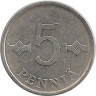Реверс.Монета. Финляндия. 5 пенни 1985 год.