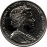Монета. Великобритания. Южная Георгия и Южные Сэндвичевы острова. 2 фунта 2008 год. Старейший правящий монарх.