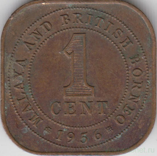 Монета. Малайя и Британское Борнео (Малайзия). 1 цент 1956 год.