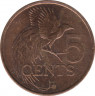 Монета. Тринидад и Тобаго. 5 центов 2001 год. рев.