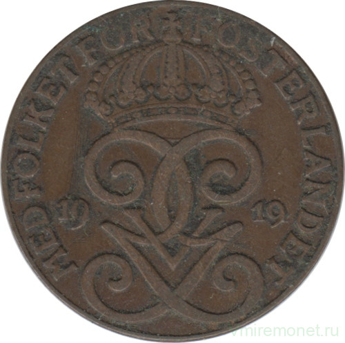 Монета. Швеция. 2 эре 1919 год (бронза).